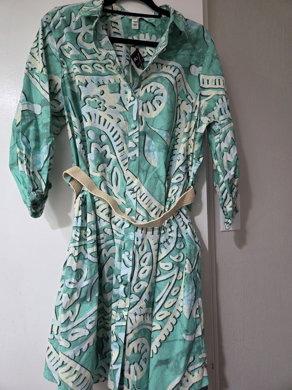 River Island Plus Green and Cream Printed Dress